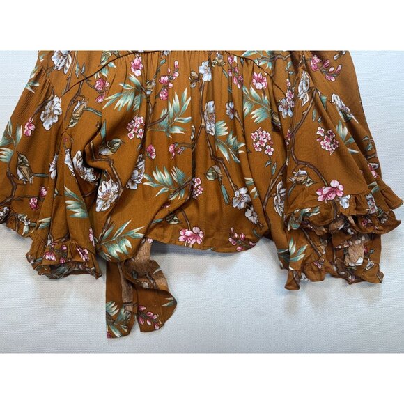 Bluivy Women's Tie Hem Cardigan Kimono Top Lightweight Size M/L Brown Floral - Picture 12 of 12